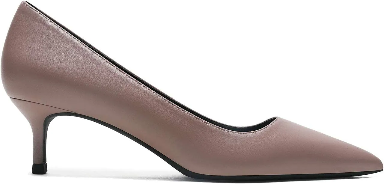 MOOMMO Kitten Heel Pumps Pointed Toe Satin Slip On 2 Inch Mid Heel Dress Shoes Classic Work Pumps for Office Ladies Wedding Bridal Party 4-13 M US