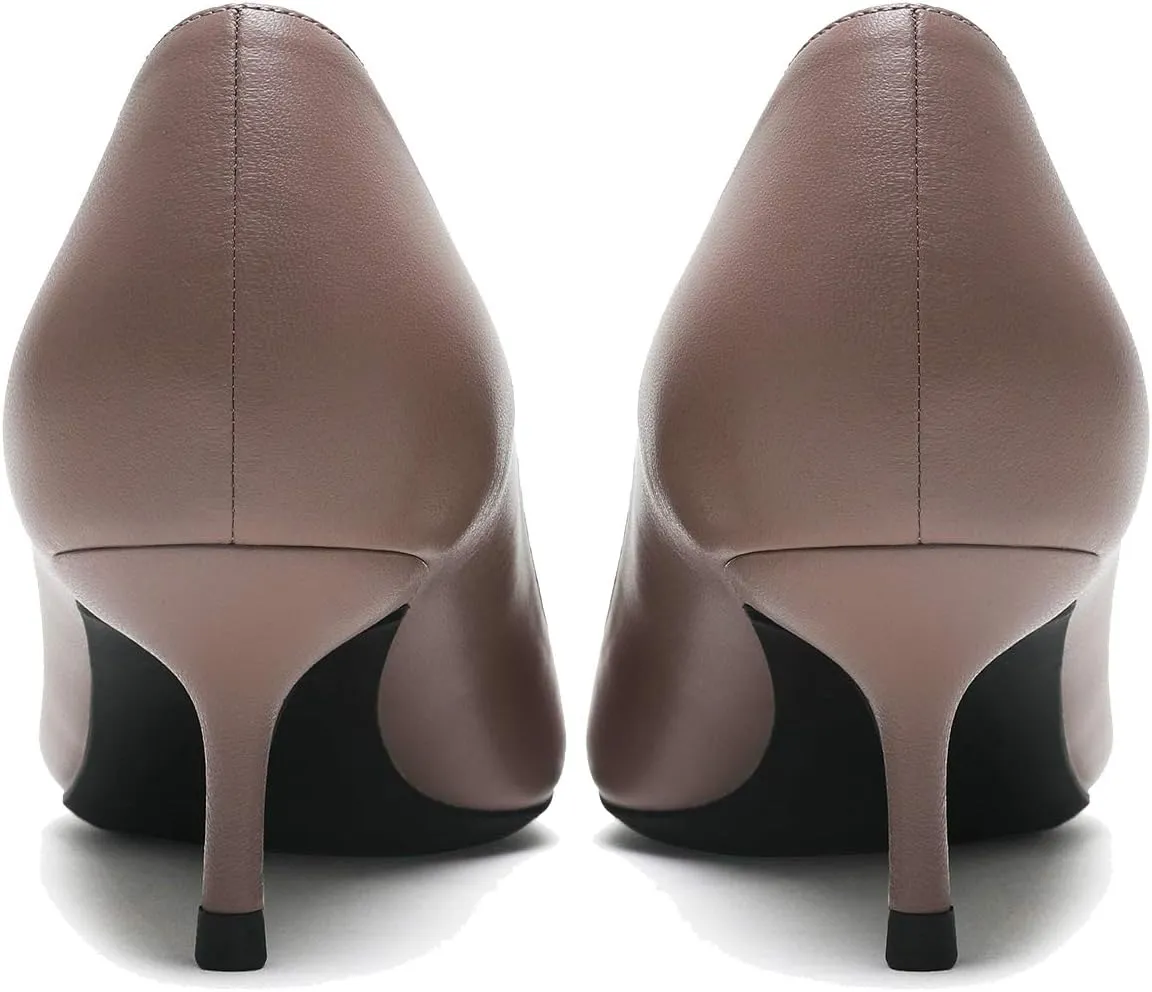 MOOMMO Kitten Heel Pumps Pointed Toe Satin Slip On 2 Inch Mid Heel Dress Shoes Classic Work Pumps for Office Ladies Wedding Bridal Party 4-13 M US