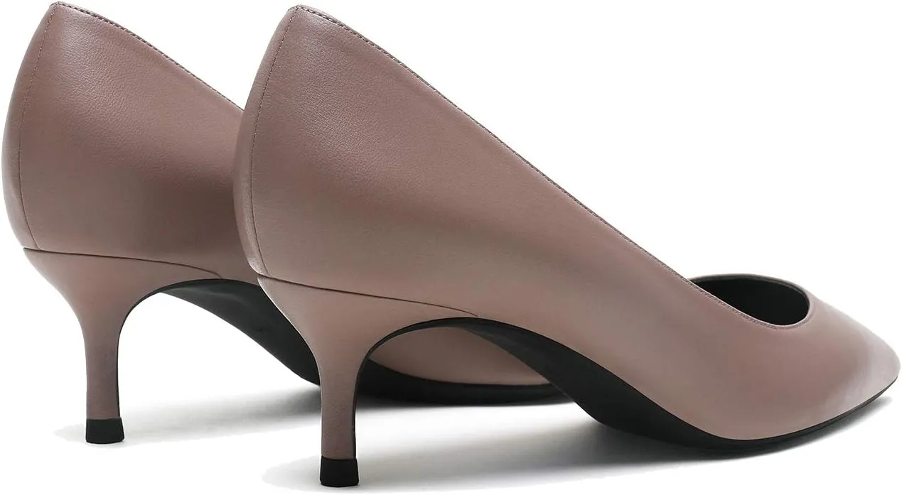 MOOMMO Kitten Heel Pumps Pointed Toe Satin Slip On 2 Inch Mid Heel Dress Shoes Classic Work Pumps for Office Ladies Wedding Bridal Party 4-13 M US