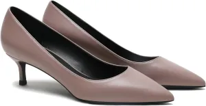 MOOMMO Kitten Heel Pumps Pointed Toe Satin Slip On 2 Inch Mid Heel Dress Shoes Classic Work Pumps for Office Ladies Wedding Bridal Party 4-13 M US