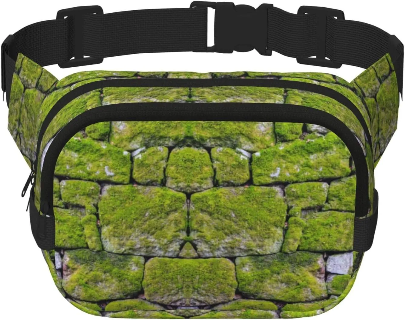 Moss Stone Pavement Print Unisex Square Double Layer Waist Bag Trendy Crossbody Fanny Pack Travel Workouts