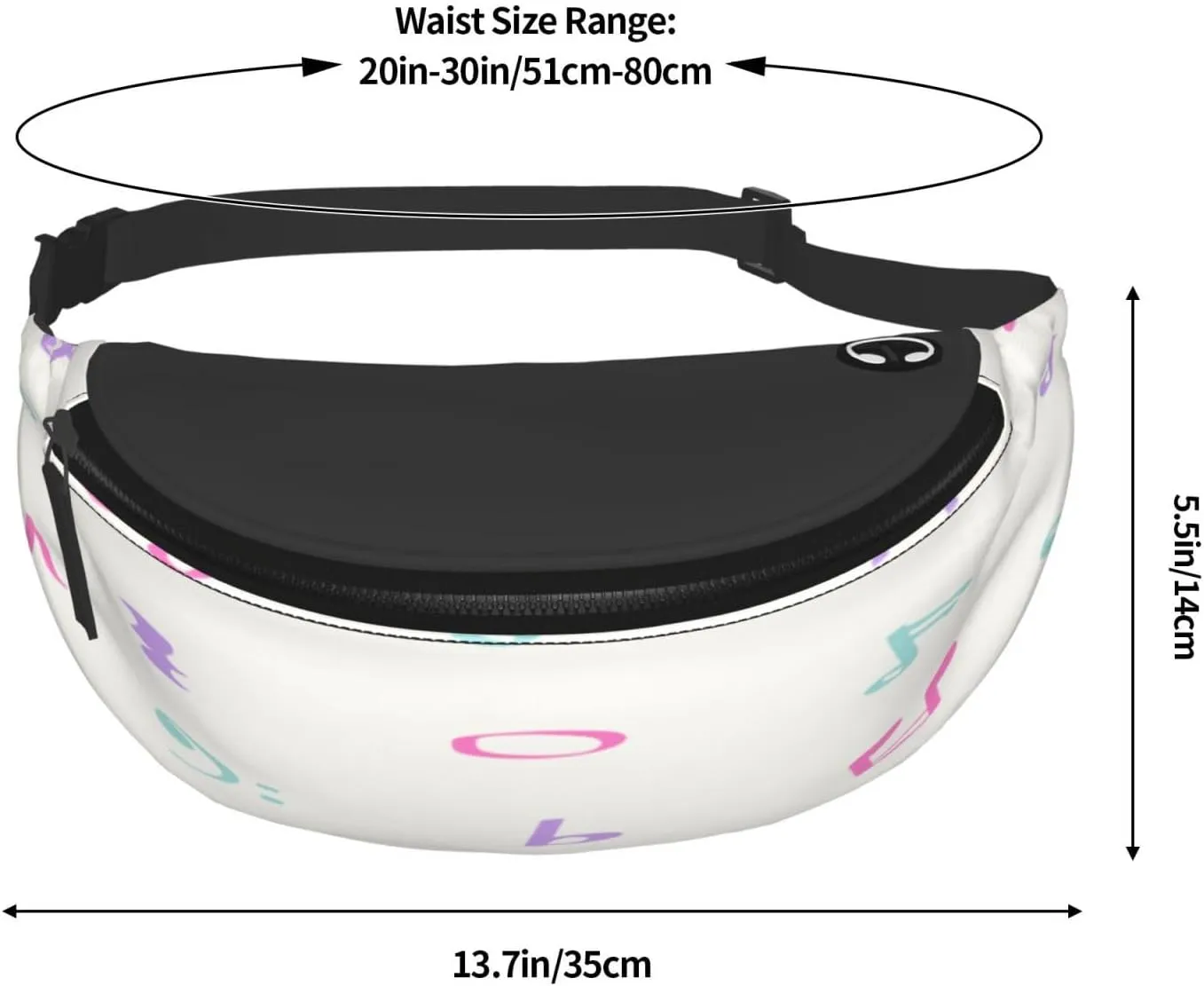 Music Note Fanny Pack, Crossbody Waist Packs for Women Men Waist Bags with Adjustable Strap for Travel Running Hiking Sport