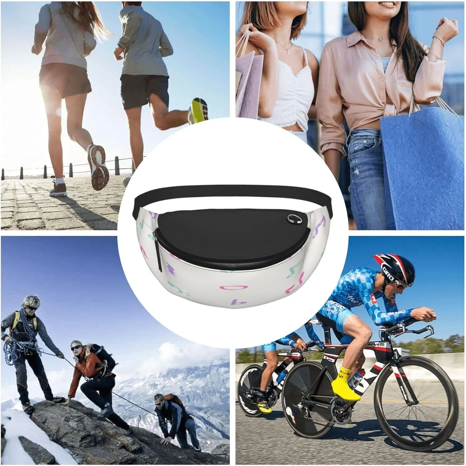 Music Note Fanny Pack, Crossbody Waist Packs for Women Men Waist Bags with Adjustable Strap for Travel Running Hiking Sport
