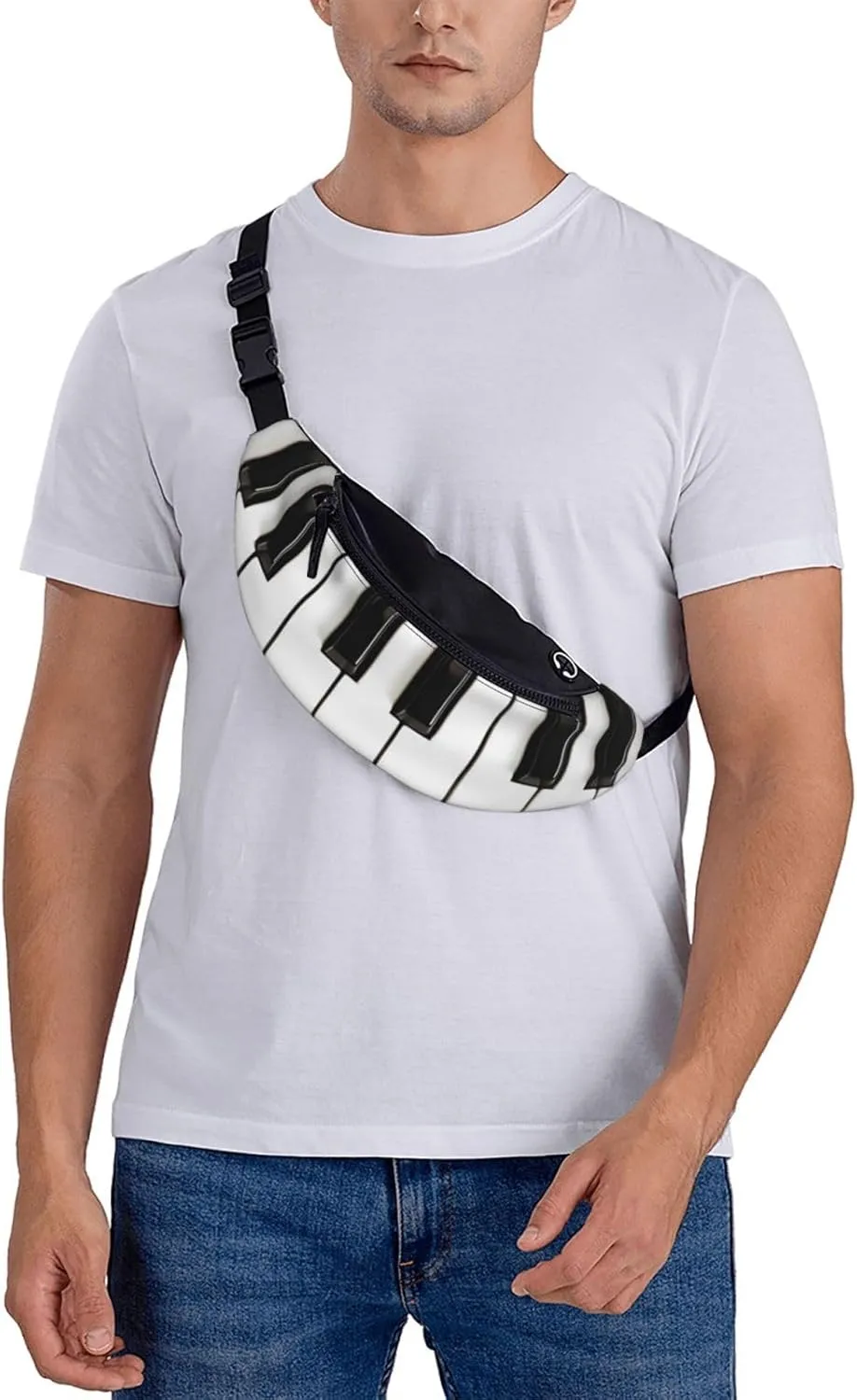 Music Piano Keys Fanny Pack, Crossbody Waist Packs for Women Men Waist Bags with Adjustable Strap for Travel Running Hiking Sport