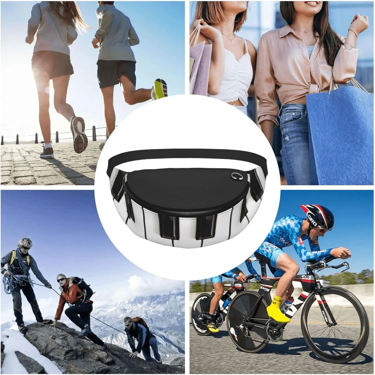 Music Piano Keys Fanny Pack, Crossbody Waist Packs for Women Men Waist Bags with Adjustable Strap for Travel Running Hiking Sport