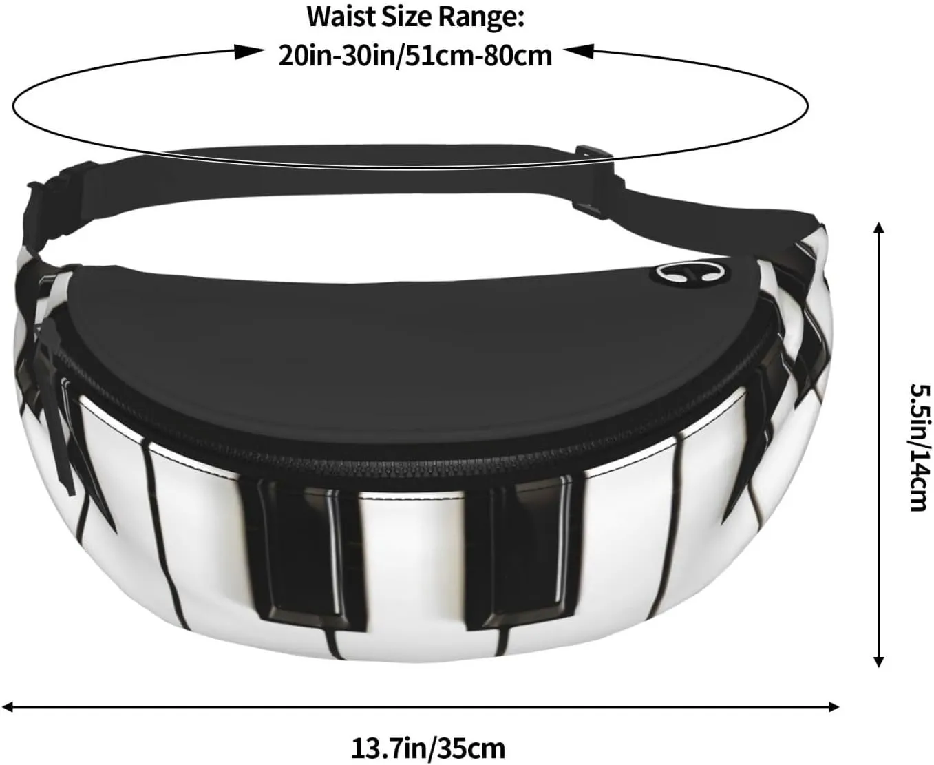 Music Piano Keys Fanny Pack, Crossbody Waist Packs for Women Men Waist Bags with Adjustable Strap for Travel Running Hiking Sport