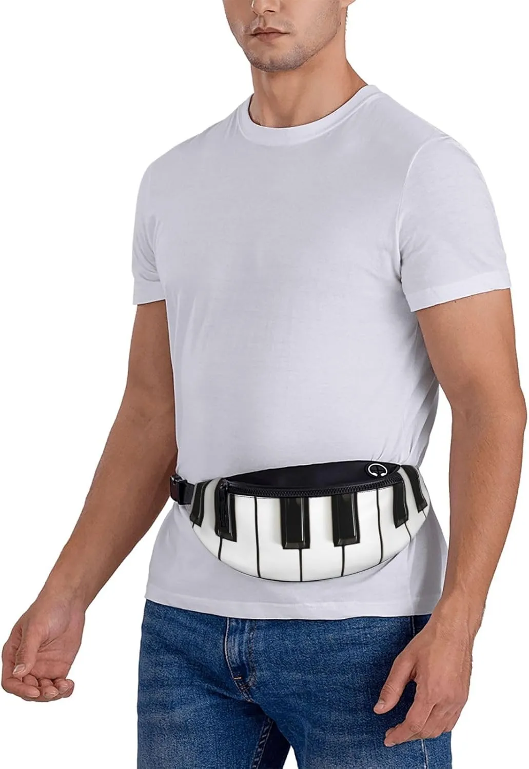 Music Piano Keys Fanny Pack, Crossbody Waist Packs for Women Men Waist Bags with Adjustable Strap for Travel Running Hiking Sport