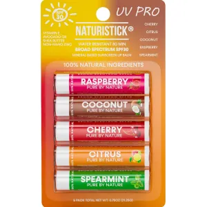 Naturistick SPF 30 Vegan Lip Balm – Mineral Sunscreen with Zinc Oxide | Broad Spectrum UVA/UVB | 100% Natural, Coral-Friendly Formula | 5-Pk Raspberry, Coconut, Cherry, Citrus, Spearmint | Made in USA