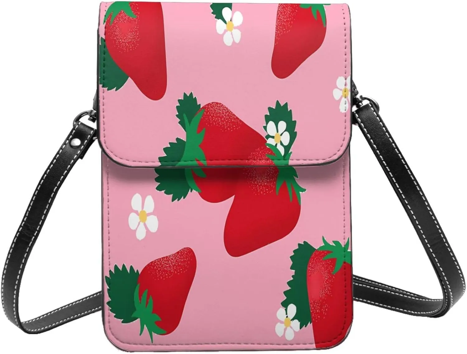 Navy Blue And White Stripes Leather Crossbody Phone Purse for Women Cute Wallet Bags Lightweight Mini Sling Bag