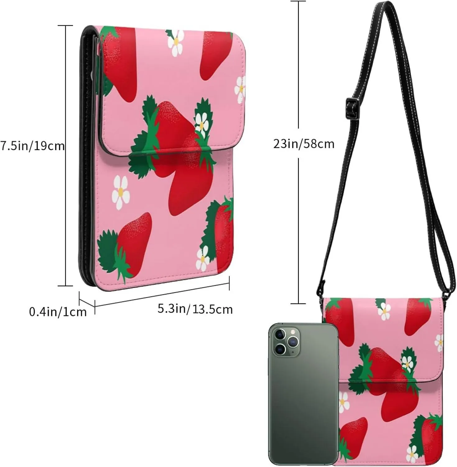 Navy Blue And White Stripes Leather Crossbody Phone Purse for Women Cute Wallet Bags Lightweight Mini Sling Bag