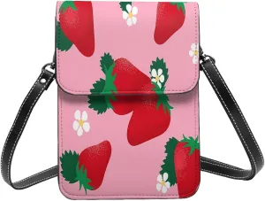 Navy Blue And White Stripes Leather Crossbody Phone Purse for Women Cute Wallet Bags Lightweight Mini Sling Bag