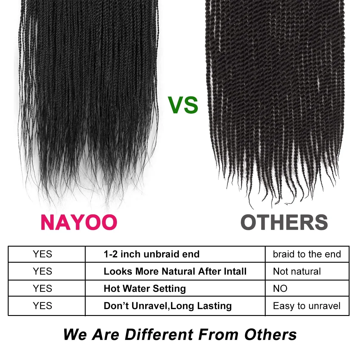 NAYOO Crochet Hair for Kids - 8 Packs 12 Inch Short Crochet Hair For Black Women, 30 Strands/Pack Small Twist Crochet Hair Hot Water Setting, Crochet Twist Braids Hair with Natural Ends(12 Inch, 2#)
