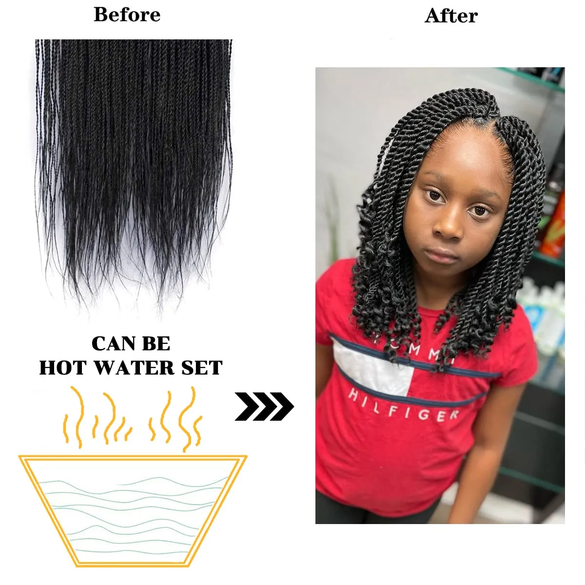 NAYOO Crochet Hair for Kids - 8 Packs 12 Inch Short Crochet Hair For Black Women, 30 Strands/Pack Small Twist Crochet Hair Hot Water Setting, Crochet Twist Braids Hair with Natural Ends(12 Inch, 2#)