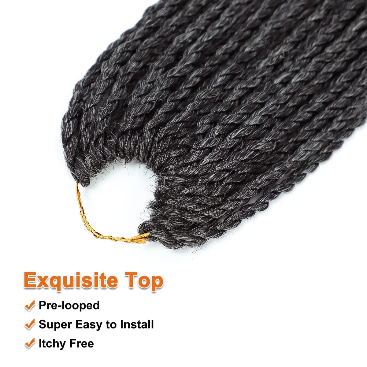NAYOO Senegalese Twist Crochet Hair - 8 Packs 18 Inch Small Crochet Hair, 35 Strands/Pack Crochet Braids for Black Women, Crochet Twist Hair Braiding Hot Water Setting(18 Inch, 1B/Gray)