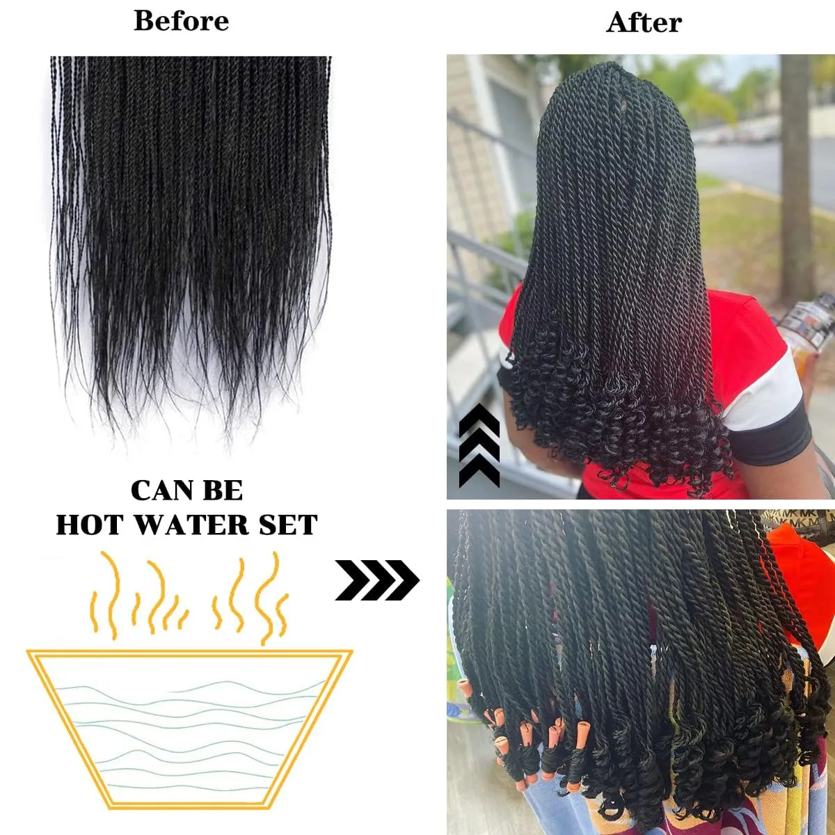 NAYOO Senegalese Twist Crochet Hair - 8 Packs 18 Inch Small Crochet Hair, 35 Strands/Pack Crochet Braids for Black Women, Crochet Twist Hair Braiding Hot Water Setting(18 Inch, 1B/Gray)