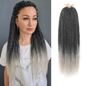 NAYOO Senegalese Twist Crochet Hair - 8 Packs 18 Inch Small Crochet Hair, 35 Strands/Pack Crochet Braids for Black Women, Crochet Twist Hair Braiding Hot Water Setting(18 Inch, 1B/Gray)
