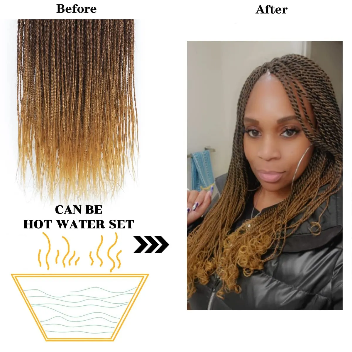 NAYOO Twist Crochet Hair - 18 Inch 8 Packs Senegalese Twist Crochet Hair Pre-Looped, 35 Strands/Pack Crochet Twist Hot Water Setting, Ombre Crochet Hair for Black Women (18 Inch, 30#)