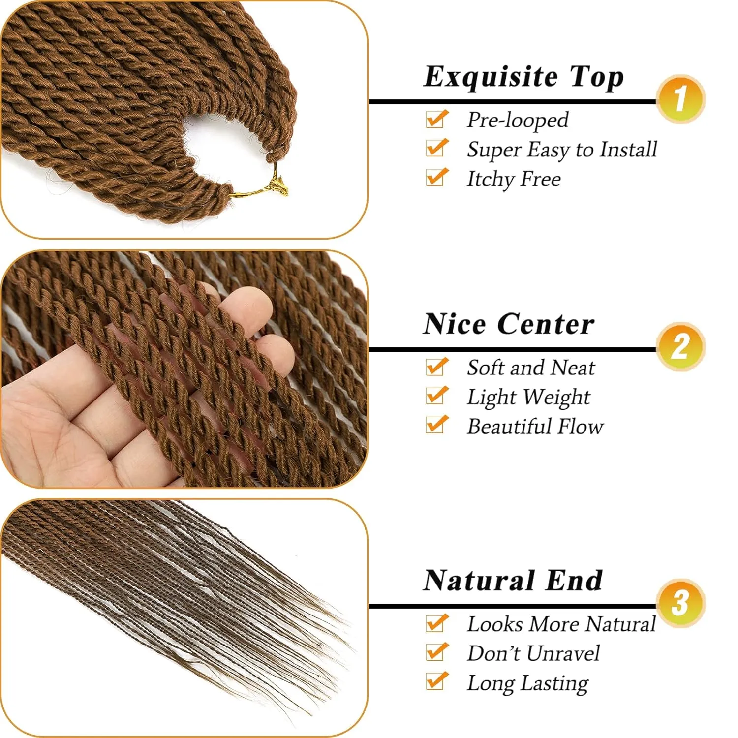 NAYOO Twist Crochet Hair - 18 Inch 8 Packs Senegalese Twist Crochet Hair Pre-Looped, 35 Strands/Pack Crochet Twist Hot Water Setting, Ombre Crochet Hair for Black Women (18 Inch, 30#)