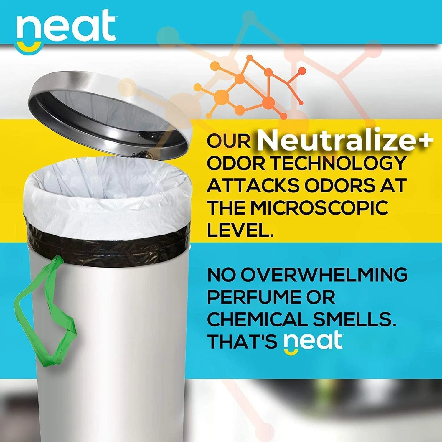 Neat Tall Kitchen 30 Gallon Drawstring Trash Bags - (MEGA 120 COUNT) - Triple Ply Fortified, Eco-Friendly 50% Recycled Material, Neutralize  Odor Technology, Reversible Black and White Garbage Bags