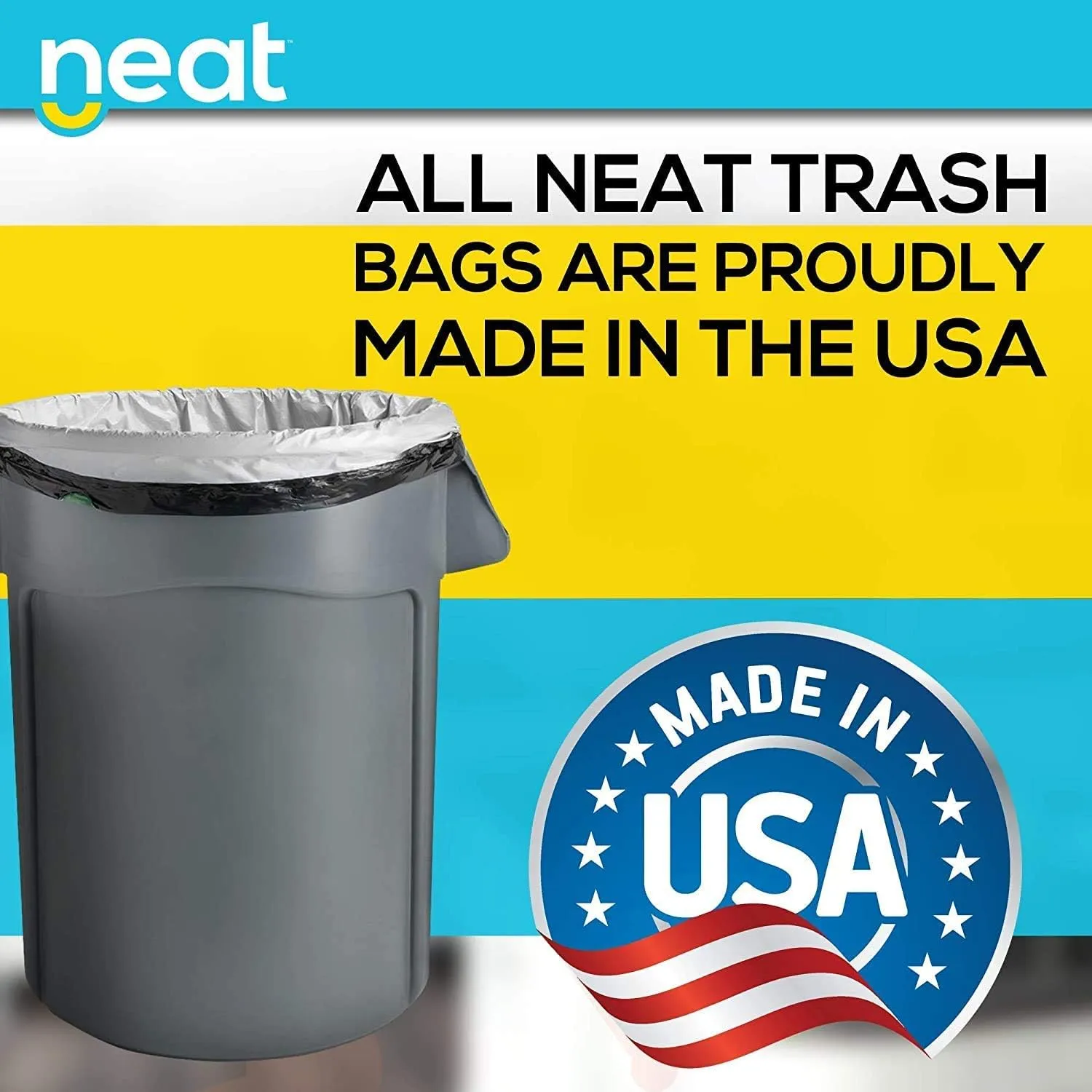 Neat Tall Kitchen 30 Gallon Drawstring Trash Bags - (MEGA 120 COUNT) - Triple Ply Fortified, Eco-Friendly 50% Recycled Material, Neutralize  Odor Technology, Reversible Black and White Garbage Bags
