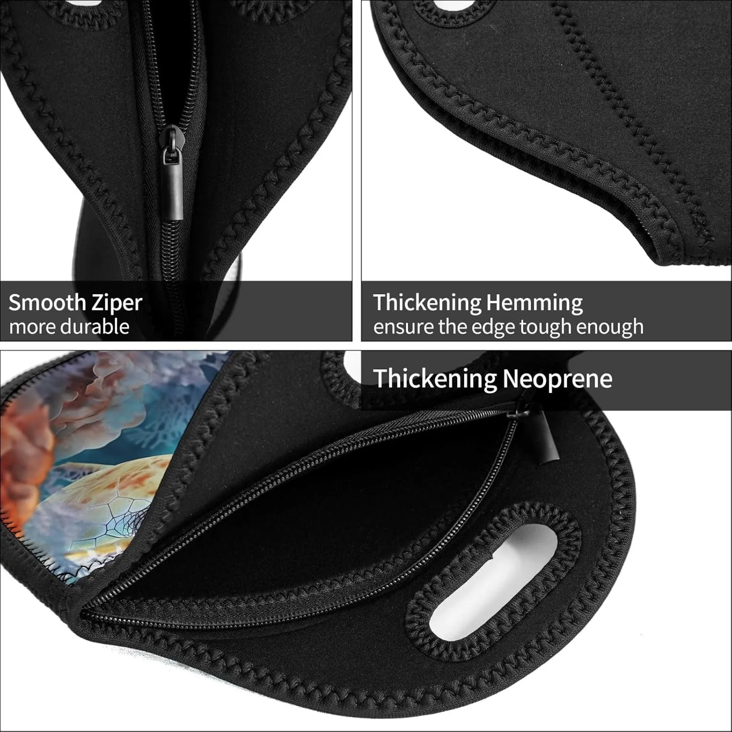 Neoprene Lunch Bags Turtle surrounded by coral Print Insulated Lunch Tote Bag Reusable Thermal Cooler Lunch Container Box for Work Travel Picnic