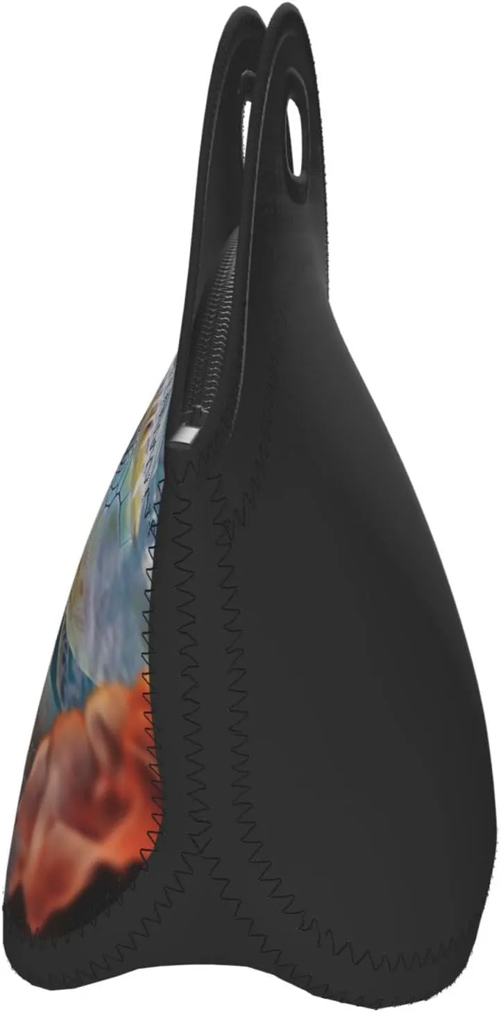 Neoprene Lunch Bags Turtle surrounded by coral Print Insulated Lunch Tote Bag Reusable Thermal Cooler Lunch Container Box for Work Travel Picnic