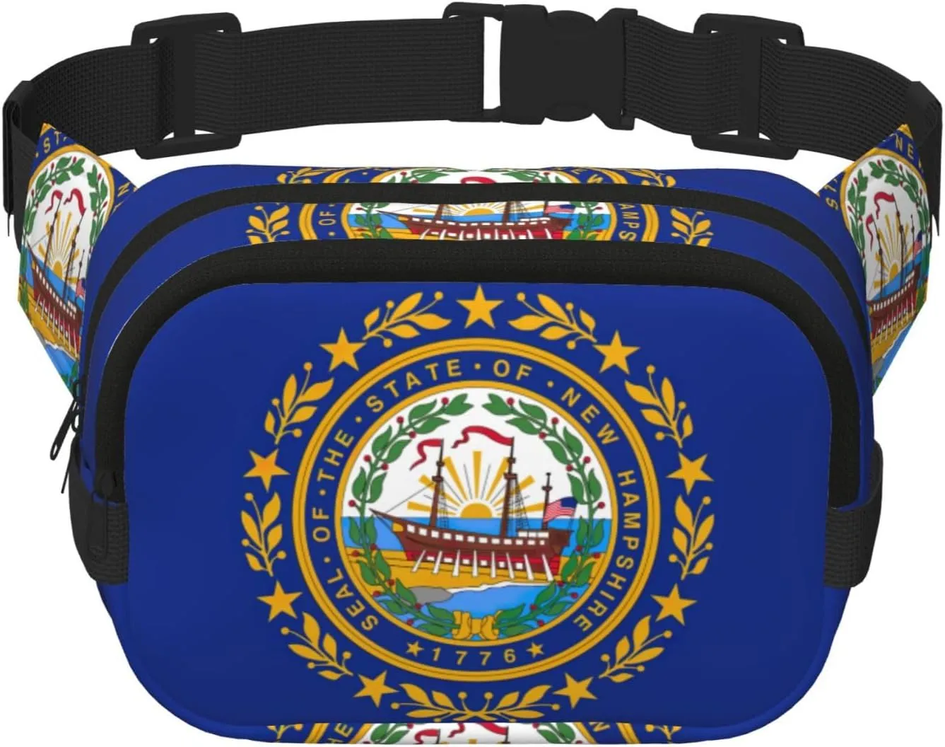 New Hampshire state flag print Large Fanny Packs for Women Cute Cross Body Waist Bag Fashionable Fanny Pack