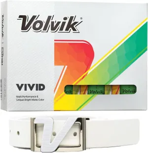 New Volvik Vivid Multi-Performance and 3-Piece Construction Unique Bright Matte Color Finish Golf Ball. 1 Dozen (Green) with 100% Genuine Italian Leather Belt, White