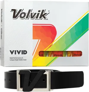 New Volvik Vivid Multi-Performance and 3-Piece Construction Unique Bright Matte Color Finish Golf Ball. 1 Dozen (Orange) with 100% Genuine Italian Leather Belt, Black