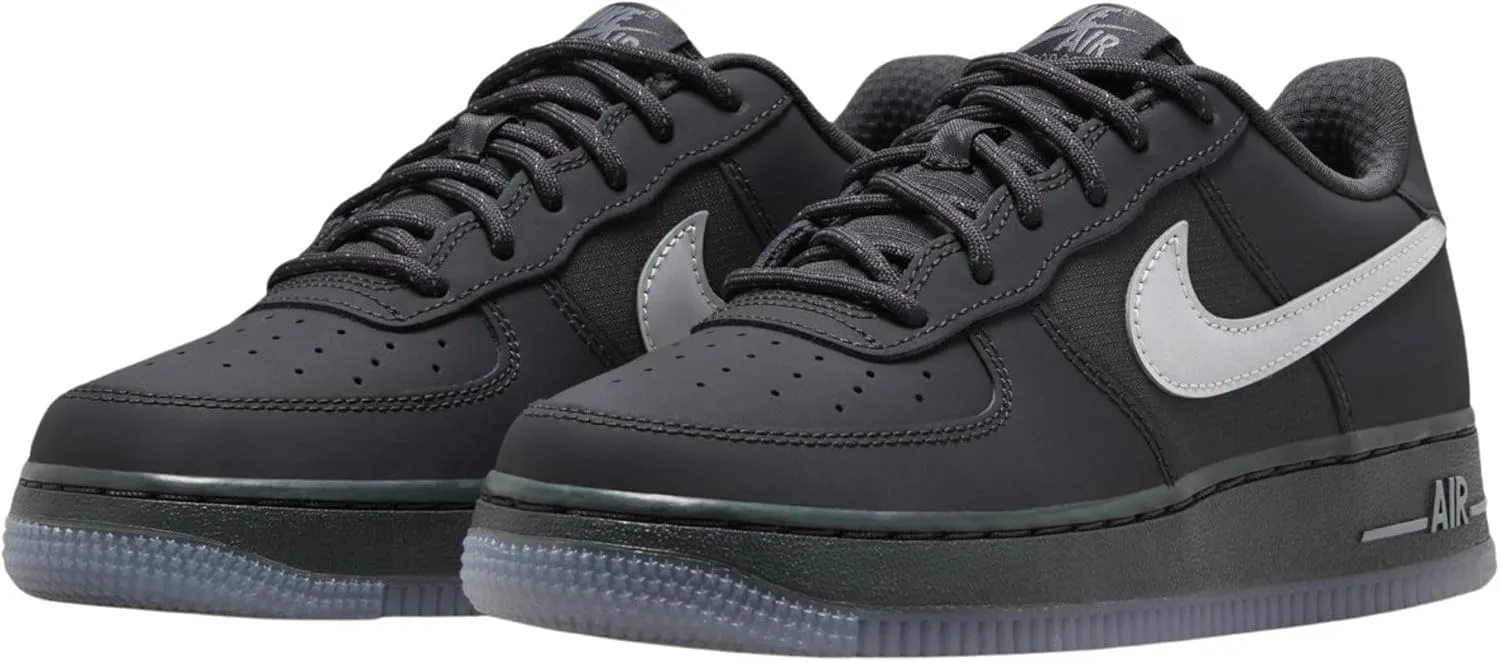 Nike Air Force 1 Big Kids' Shoes (FV3980-001, Anthracite/Cool Grey/Reflect Silver) Size 4.5