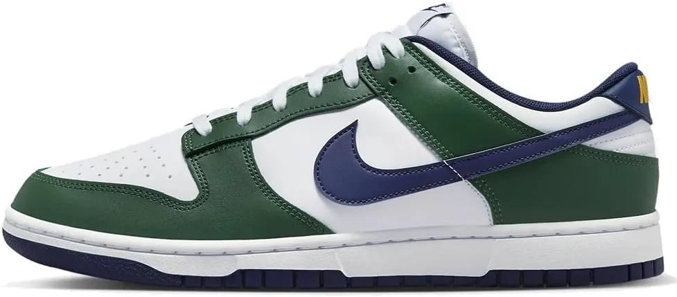Nike Dunk Low Retro Men's Shoes (FV6911-300, Fir/White/University Gold/Midnight Navy) Size 13