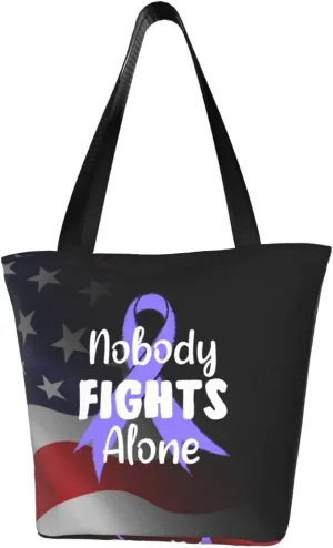 Nobody Fights Alone Stomach Cancer Awareness Fashion Shoulder Bag Large Capacity For Man Or Woman