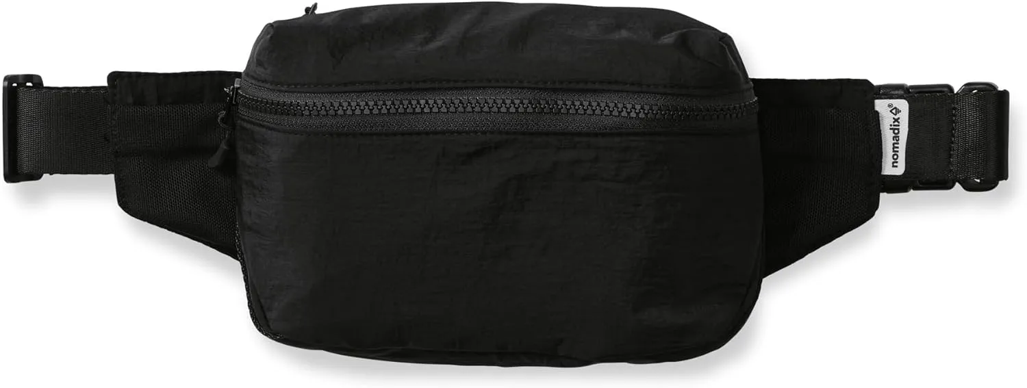 Nomadix Fanny Pack Raven Black – Lightweight, Water-Resistant Crossbody Bag for Hiking, Festivals, and Travel – Eco-Friendly Recycled Nylon with Key Clip, Dual Pockets, and Secure Storage