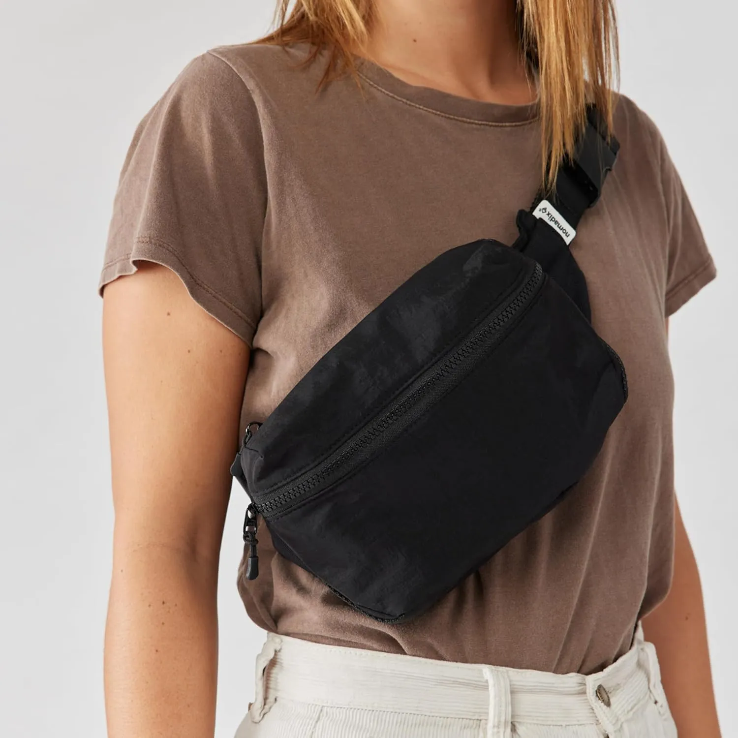 Nomadix Fanny Pack Raven Black – Lightweight, Water-Resistant Crossbody Bag for Hiking, Festivals, and Travel – Eco-Friendly Recycled Nylon with Key Clip, Dual Pockets, and Secure Storage