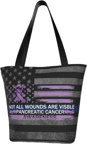 Not All Wounds Are Visible Pancreatic Cancer Awareness Fashion Shoulder Bag Large Capacity For Man Or Woman