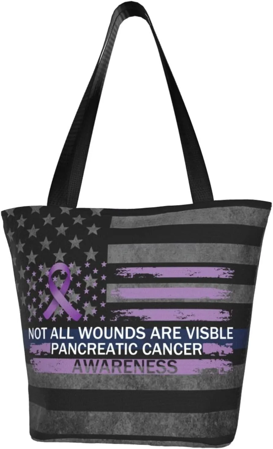 Not All Wounds Are Visible Pancreatic Cancer Awareness Fashion Shoulder Bag Large Capacity For Man Or Woman