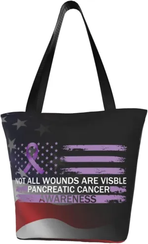 Not All Wounds Are Visible Pancreatic Cancer Awareness Fashion Shoulder Bag Large Capacity For Man Or Woman