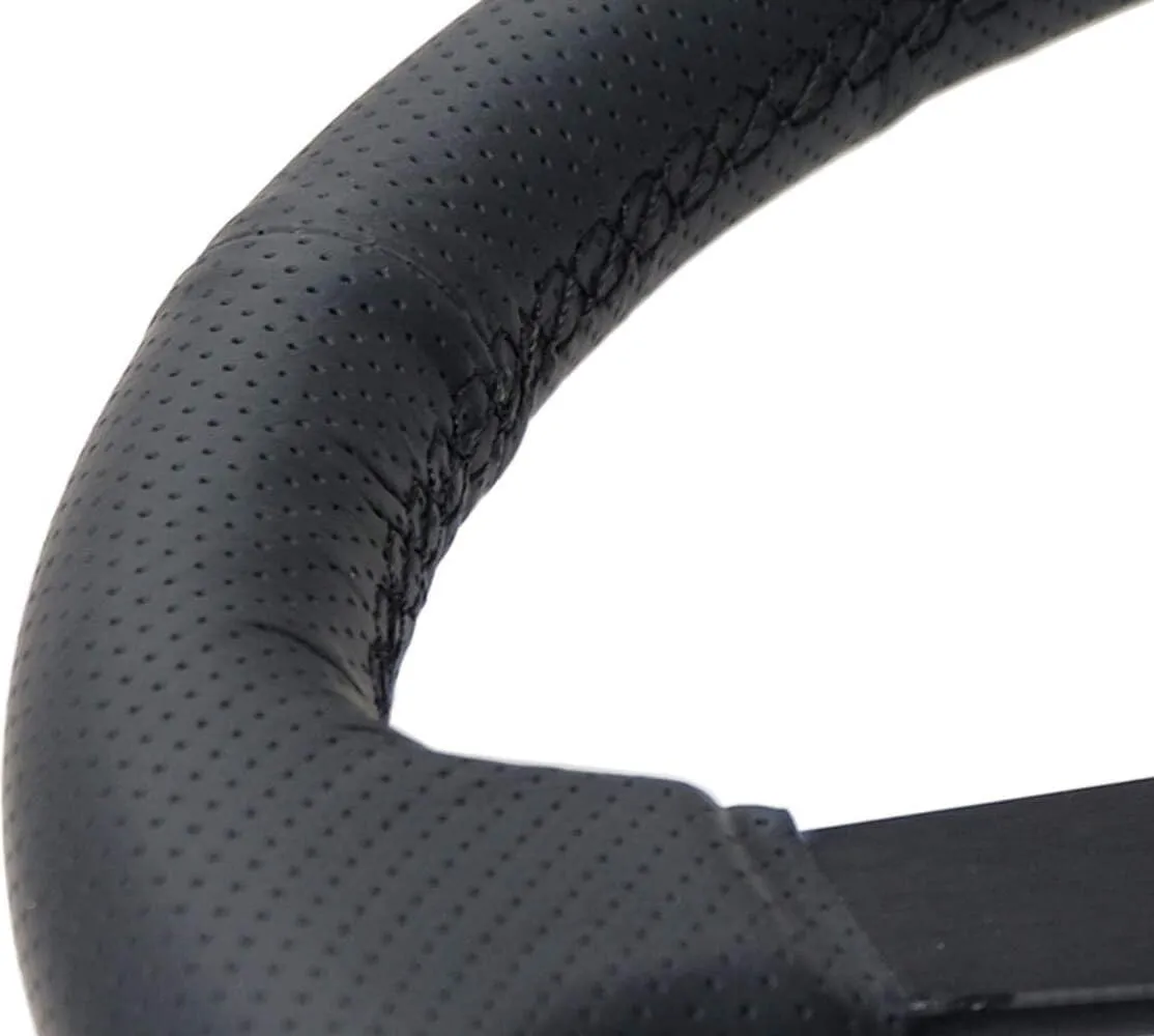 NRG Innovations NRG-RST-037MB-PR 350mm Sport Steering Wheel (1.5' deep) Black Perforated Leather with Black Stitching - Matte Black Solid Spokes