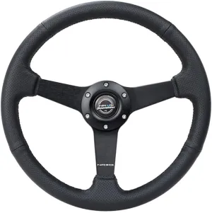 NRG Innovations NRG-RST-037MB-PR 350mm Sport Steering Wheel (1.5' deep) Black Perforated Leather with Black Stitching - Matte Black Solid Spokes