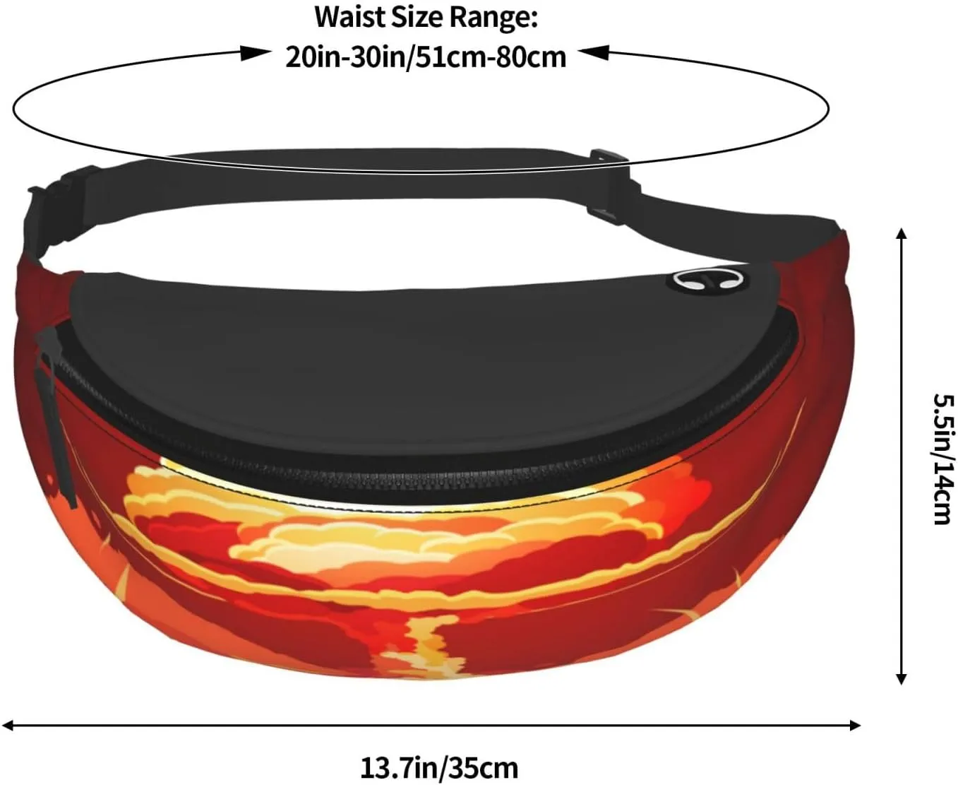 Nuclear Explosion Fireball Mushroom Cloud Fanny Pack, Crossbody Waist Packs for Women Men Waist Bags with Adjustable Strap for Travel Running Hiking Sport