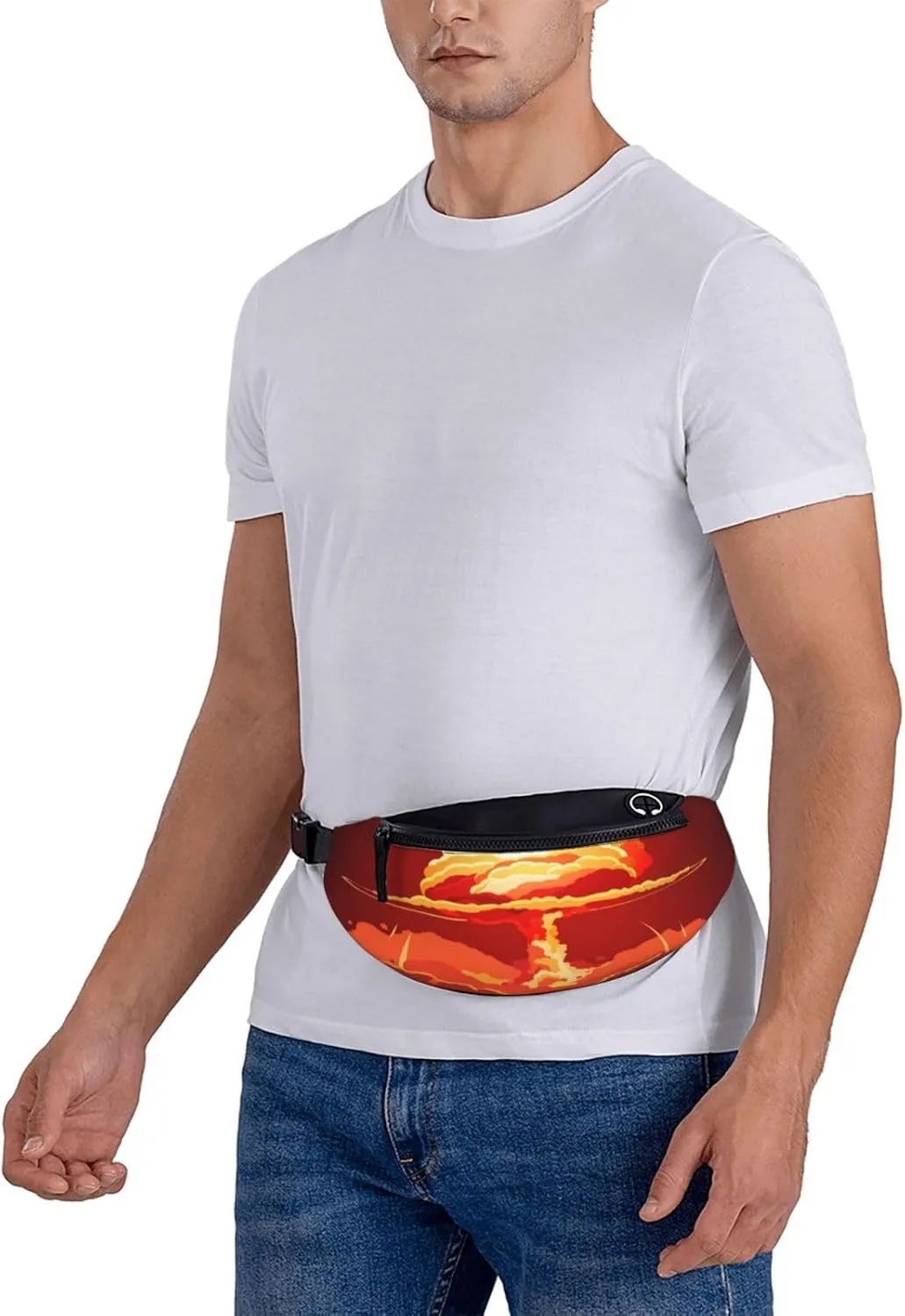 Nuclear Explosion Fireball Mushroom Cloud Fanny Pack, Crossbody Waist Packs for Women Men Waist Bags with Adjustable Strap for Travel Running Hiking Sport
