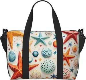 Ocean Sea Starfish Travel Bag, Colorful Seashell Weekender Overnight Bag, Shoulder Travel Duffel Bag Carry On Gym Bag for Women Men