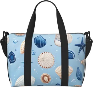 Ocean Seashell Starfish Travel Bag, Under Sea Animal Weekender Overnight Bag, Shoulder Travel Duffel Bag Carry On Gym Bag for Women Men