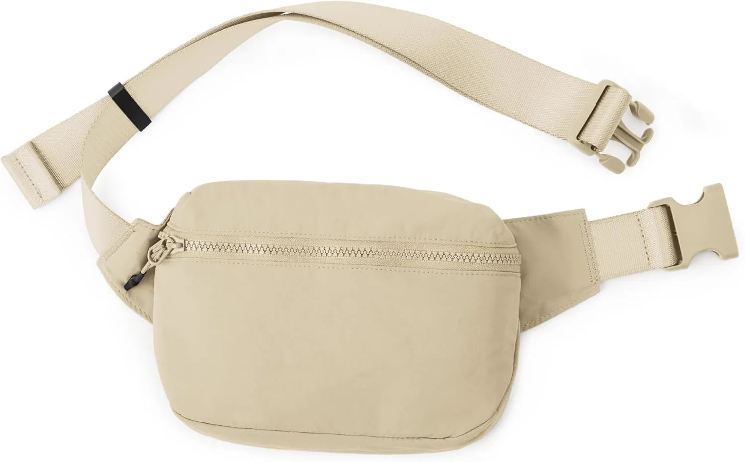 ODODOS 2L Belt Bag for Women Men, Crossbody Fanny Packs with Adjustable Strap Waist Pouch for Workout Hiking Running Travel, Beige