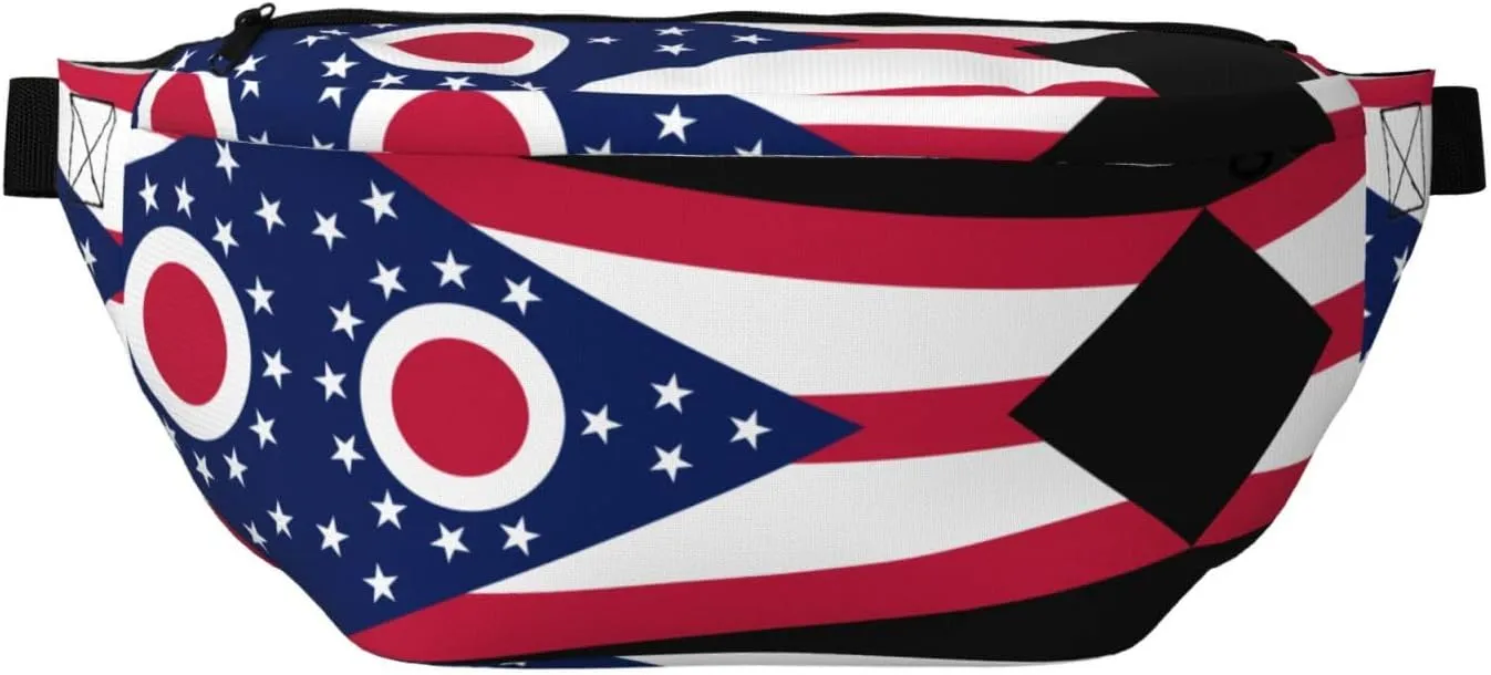 Ohio State Flag Fanny Pack Crossbody Bag â€“ Versatile Sling Bag for Men & Women with Zipper Pockets, Ideal for Travel, Running