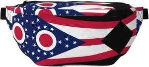 Ohio State Flag Fanny Pack Crossbody Bag â€“ Versatile Sling Bag for Men & Women with Zipper Pockets, Ideal for Travel, Running