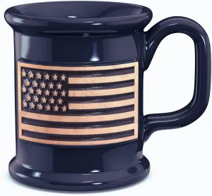Old Southern Brass 16 Ounce Handmade Ceramic Coffee Mug - Embossed USA American Flag - American Owned & Operated Company