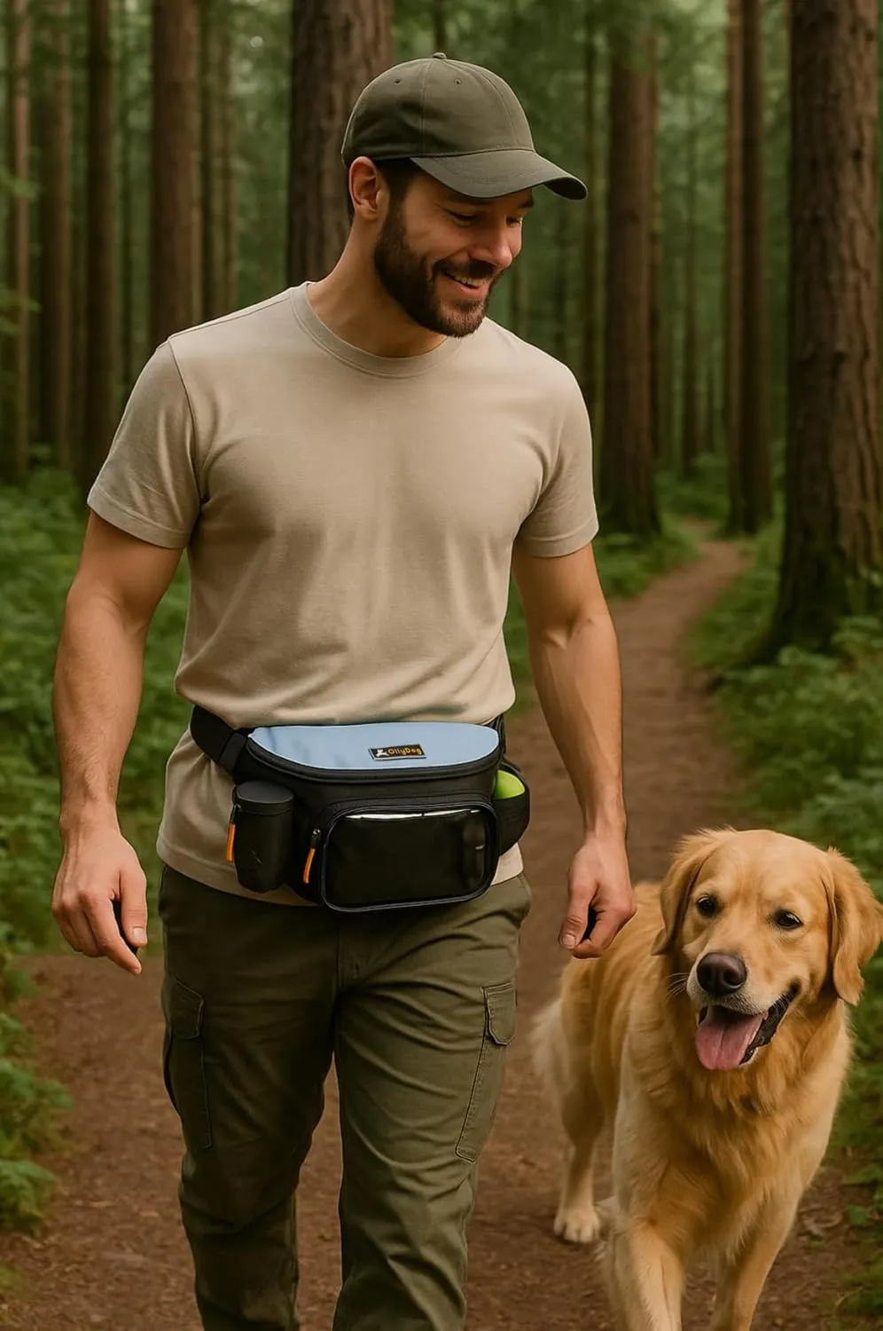 OllyDog Trailblazer Pack | Fanny Pack | Dog Treat Pouch | Includes Rubber Fetch Ball | Water-Resistant | Poop Bag Dispenser | Hands-Free | Dog Walking & Training
