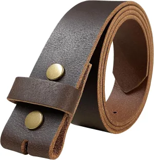 One Piece Full Grain Buffalo/Oil Tanned Leather Replacement Belt Strap or Belt with Buckle 1-1/2" (38mm) wide