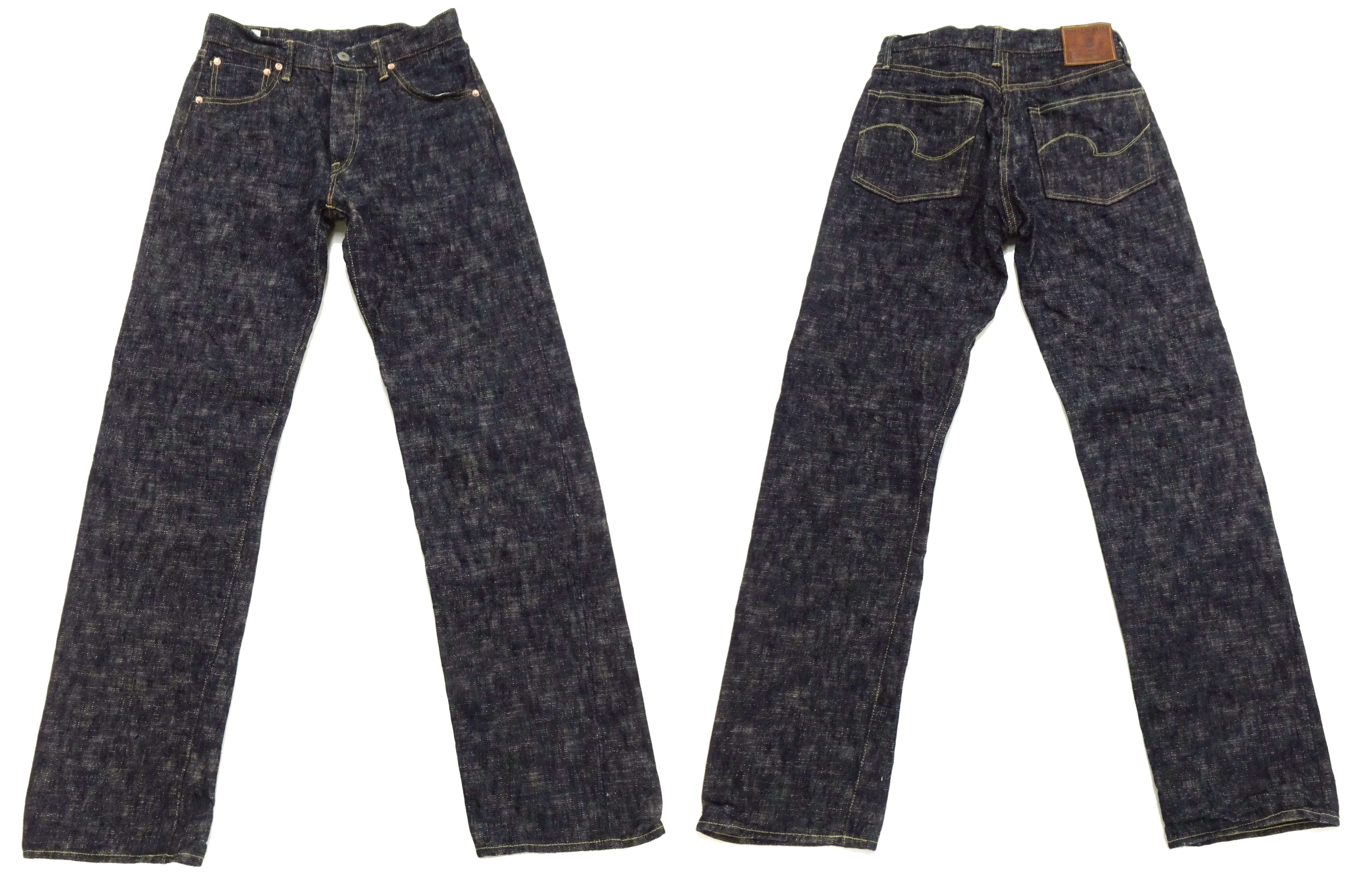ONI Denim Jeans 595-Kasuri Men's 17oz. ONI-Kasuri Slub Denim Jeans Relaxed Fit with Straight-Leg Indigo Jean Pants ONI595-Kasuri